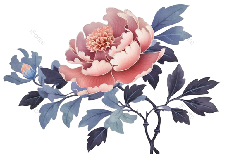 粉红色的花图片,白色背景元素,植物PNG,免抠素材
